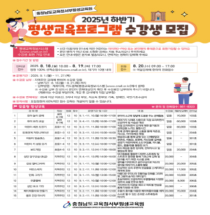 2025년 하반기 평생교육 프로그램 수강생(학습자) 모집 안내1